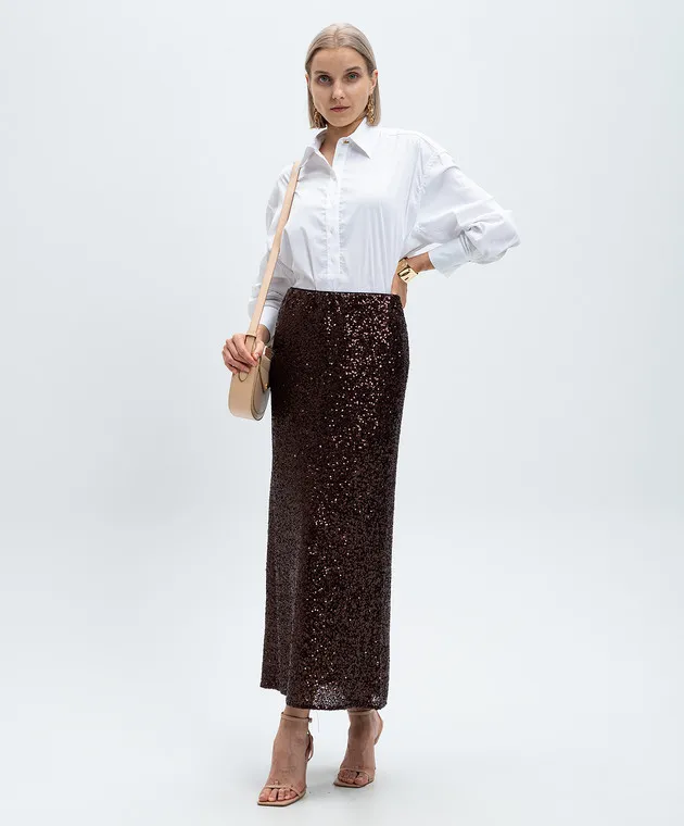 Twinset Brown skirt with sequins