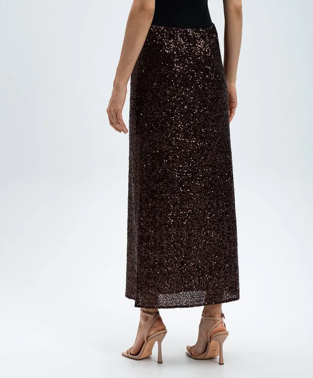Twinset Brown skirt with sequins
