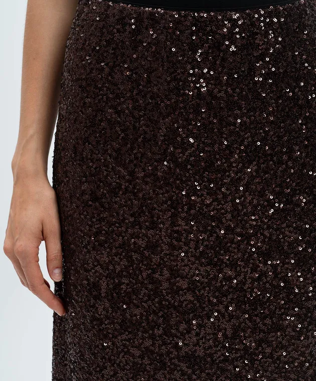Twinset Brown skirt with sequins