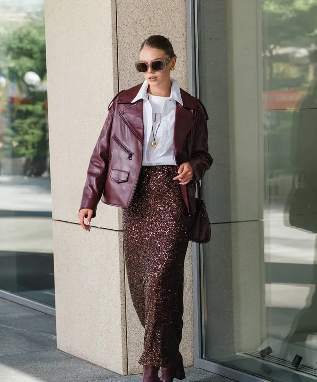 Twinset Brown skirt with sequins