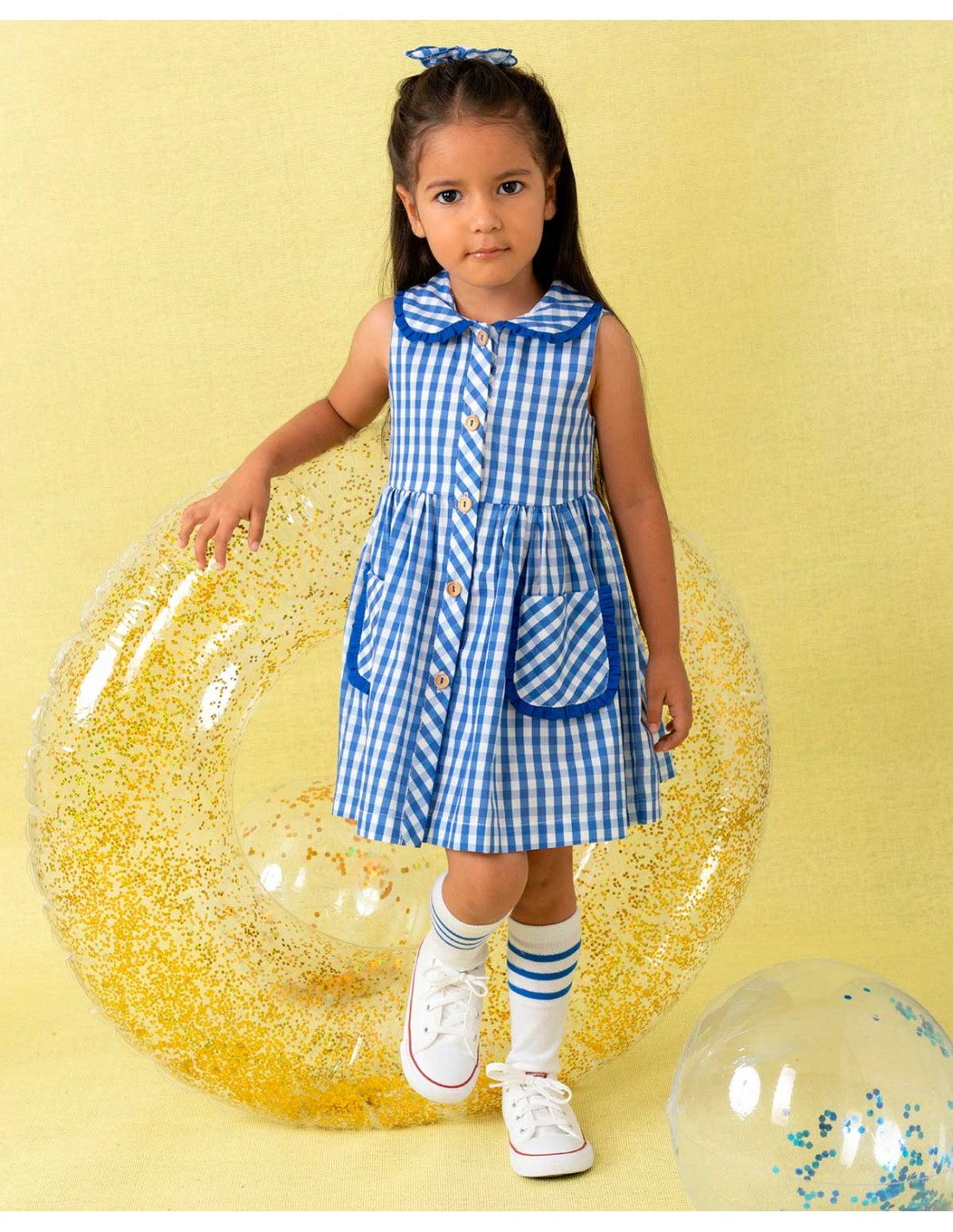 Vestido Vichy Azul Niña Cuka Moda Infantil Salomé